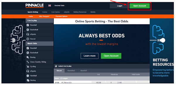 Pinnacle регистрация за онлайн залози
